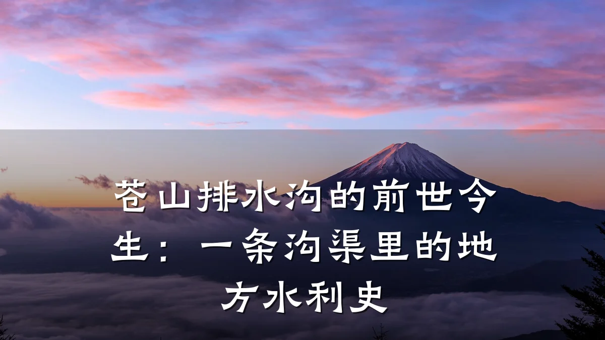 苍山排水沟的前世今生：一条沟渠里的地方水利史