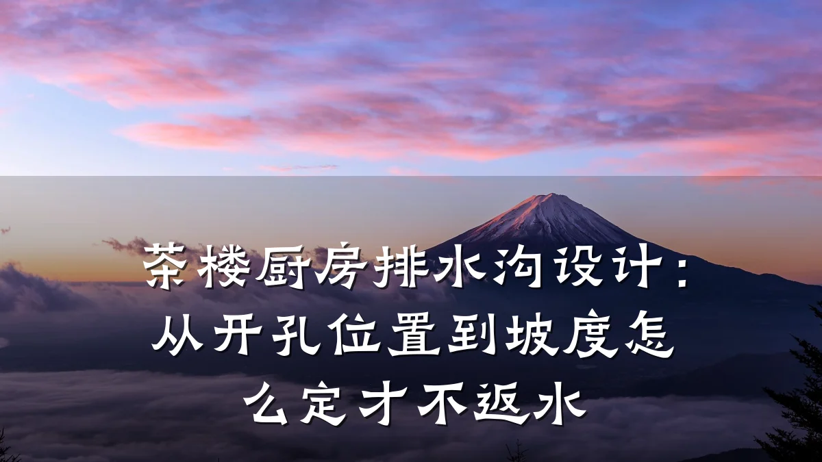 茶楼厨房排水沟设计:从开孔位置到坡度怎么定才不返水