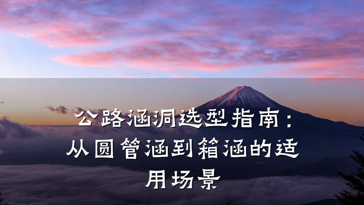 公路涵洞选型指南:从圆管涵到箱涵的适用场景