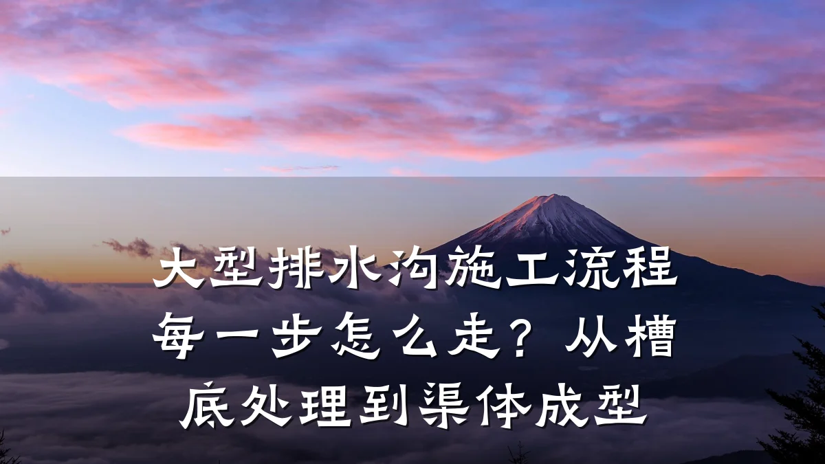 大型排水沟施工流程每一步怎么走？从槽底处理到渠体成型