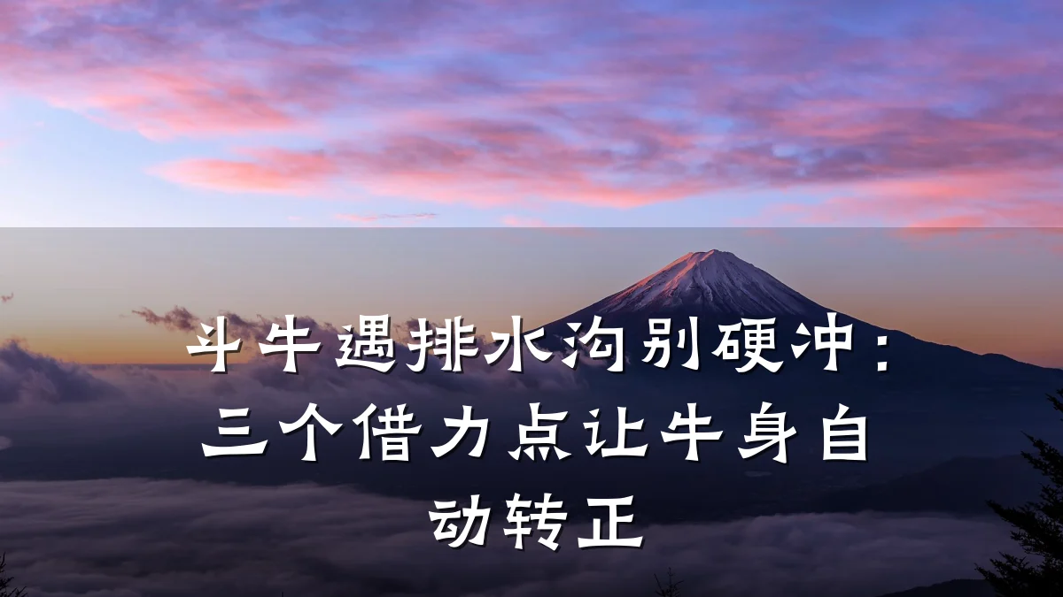 斗牛遇排水沟别硬冲：三个借力点让牛身自动转正
