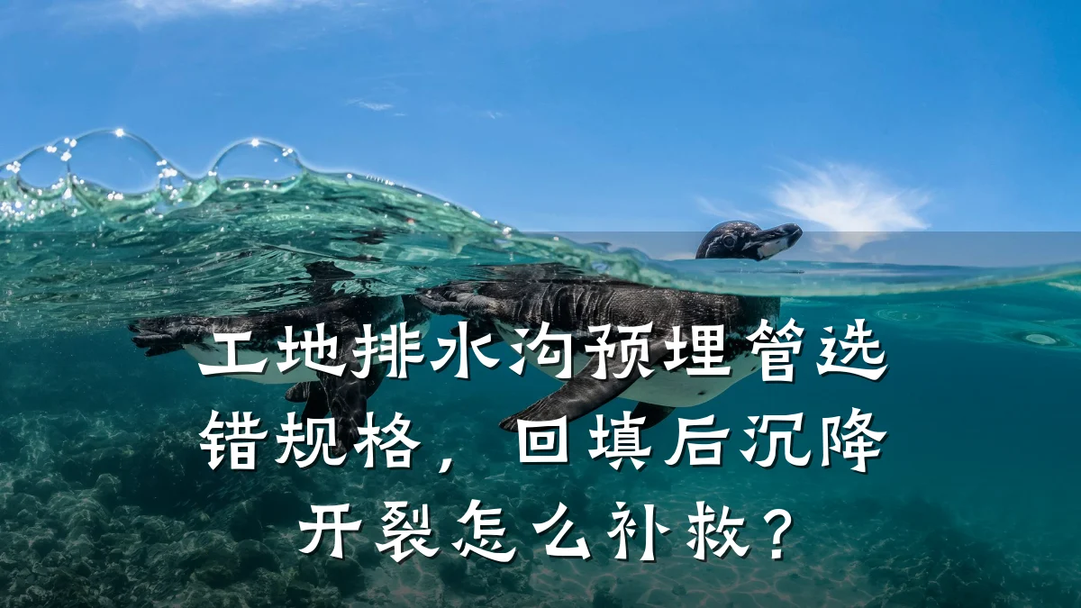 工地排水沟预埋管选错规格，回填后沉降开裂怎么补救？