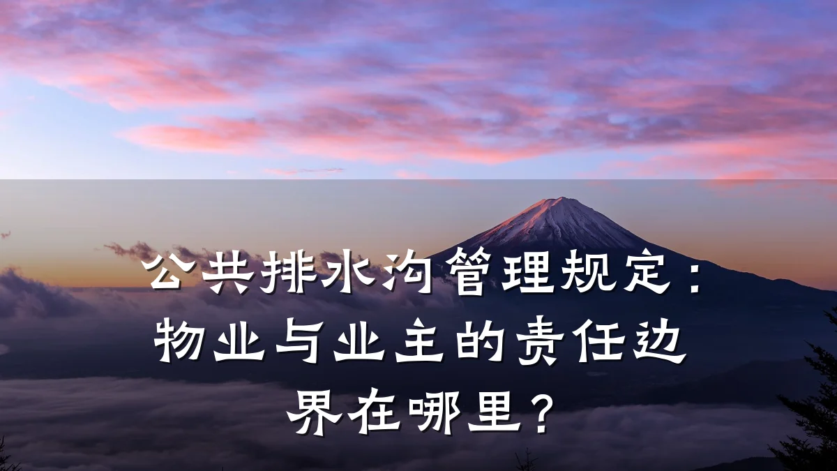 公共排水沟管理规定：物业与业主的责任边界在哪里？