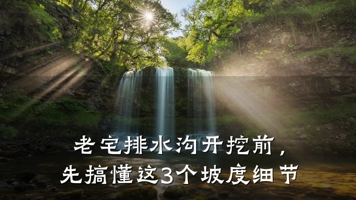 老宅排水沟开挖前，先搞懂这3个坡度细节