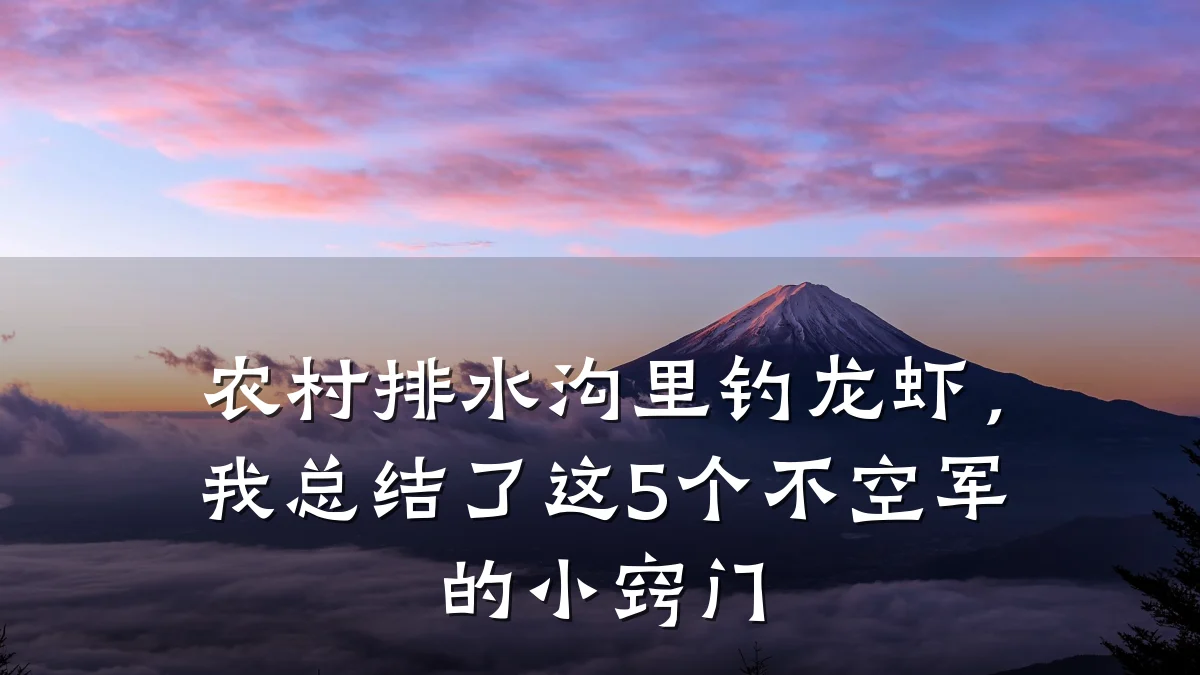 农村排水沟里钓龙虾，我总结了这5个不空军的小窍门