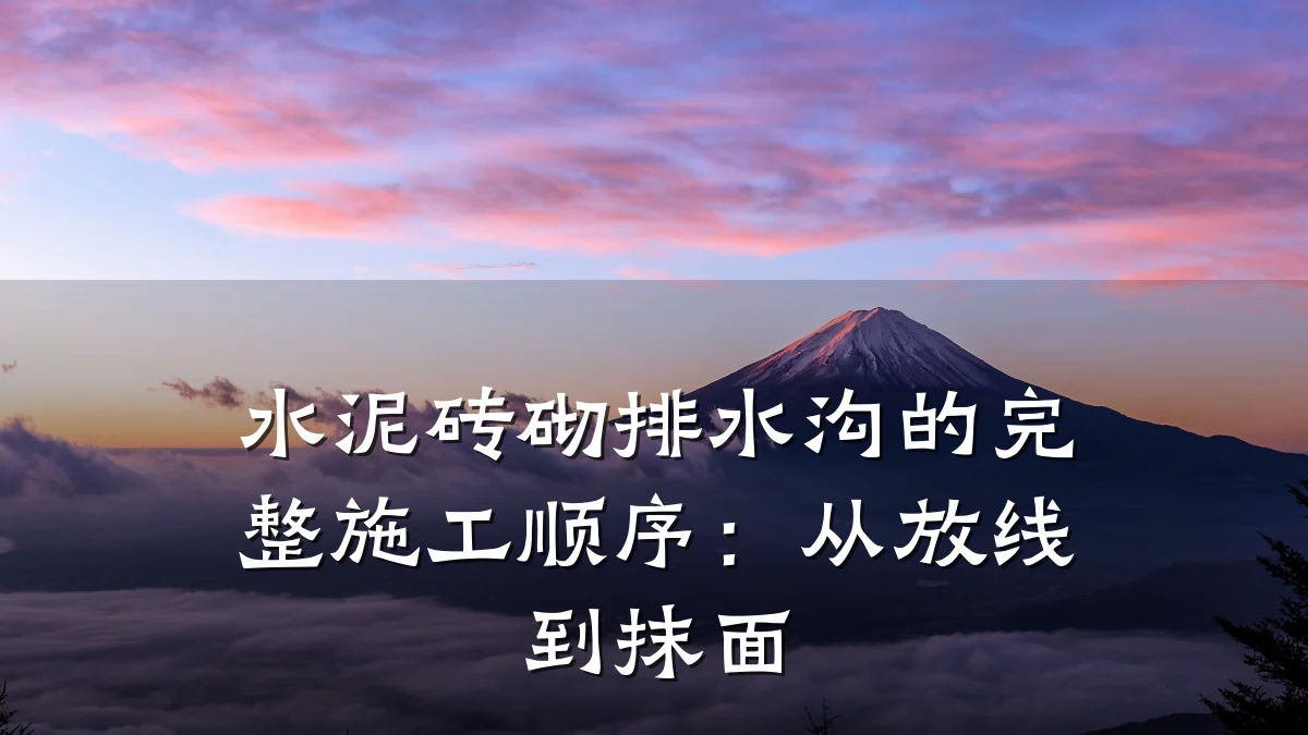 水泥砖砌排水沟的完整施工顺序：从放线到抹面