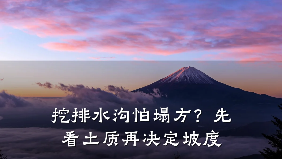 挖排水沟怕塌方？先看土质再决定坡度