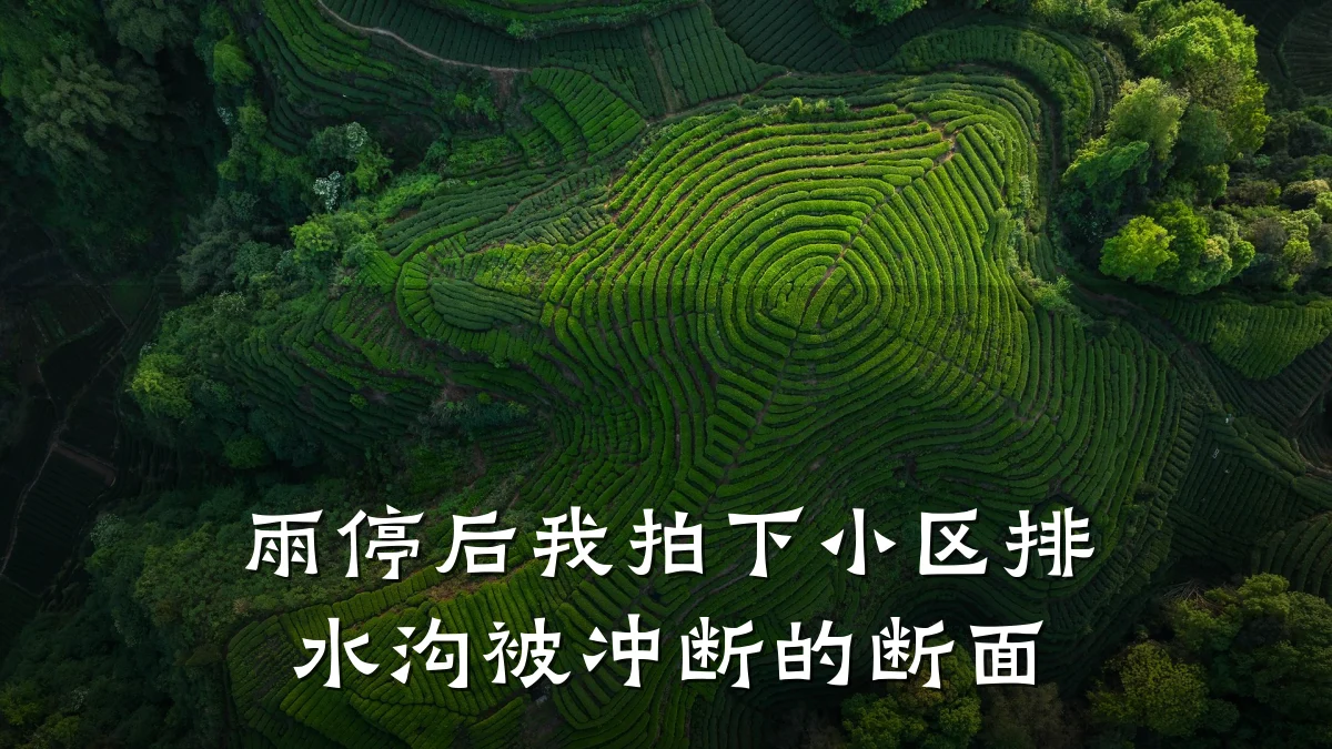 雨停后我拍下小区排水沟被冲断的断面