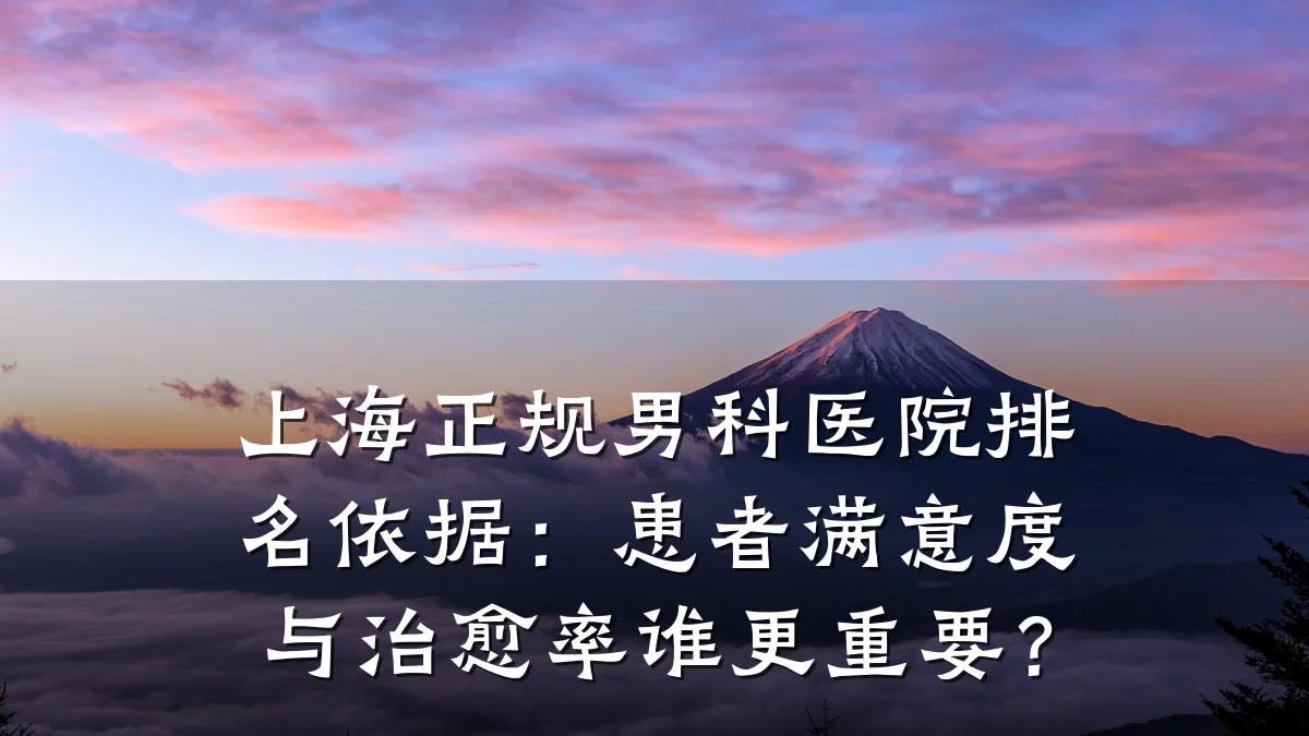 上海正规男科医院排名依据:患者满意度与治愈率谁更重要?