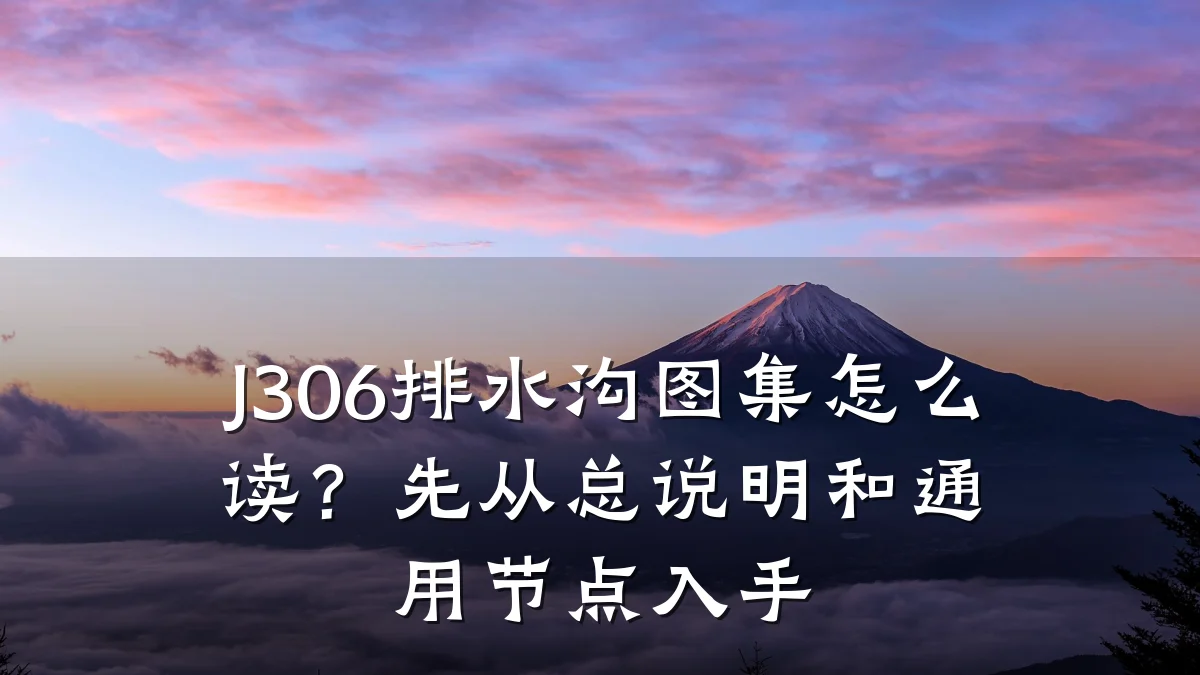 J306排水沟图集怎么读?先从总说明和通用节点入手