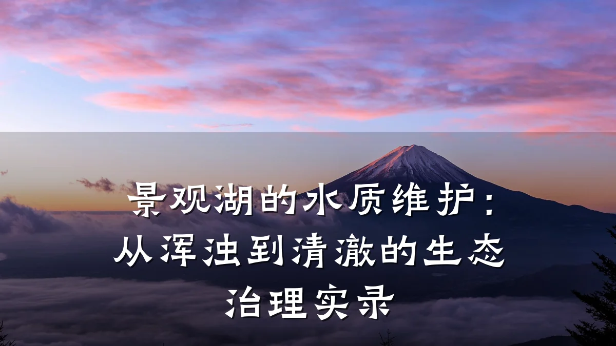 景观湖的水质维护:从浑浊到清澈的生态治理实录