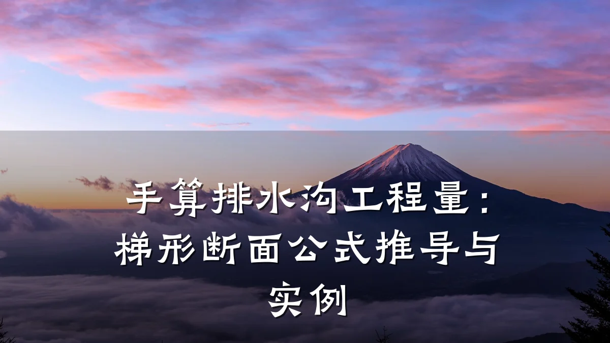 手算排水沟工程量:梯形断面公式推导与实例