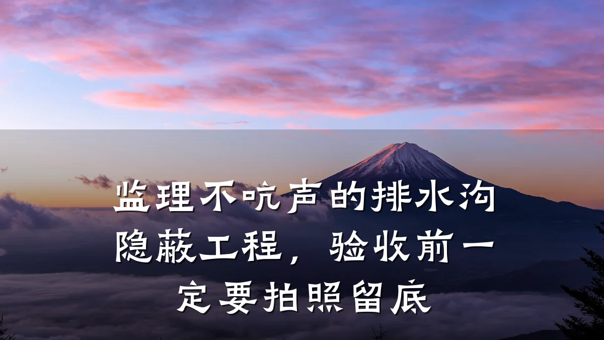 监理不吭声的排水沟隐蔽工程,验收前一定要拍照留底