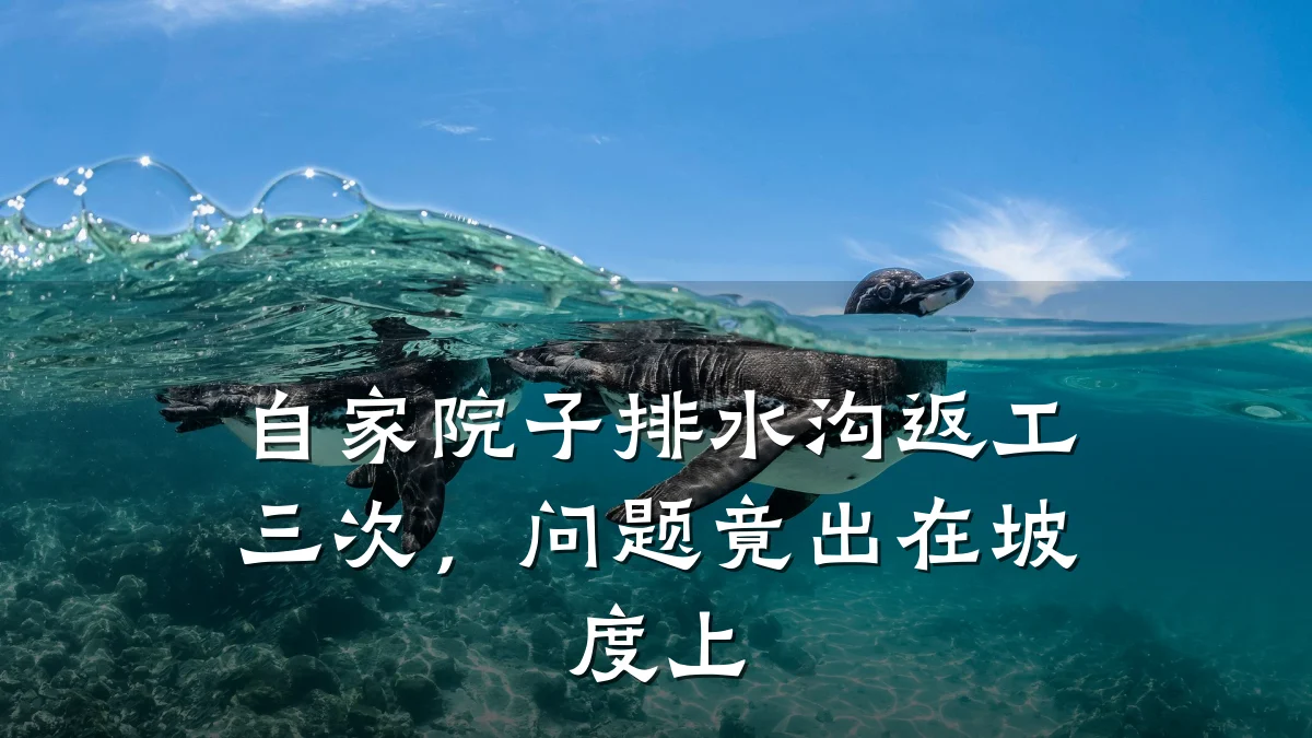 自家院子排水沟返工三次,问题竟出在坡度上